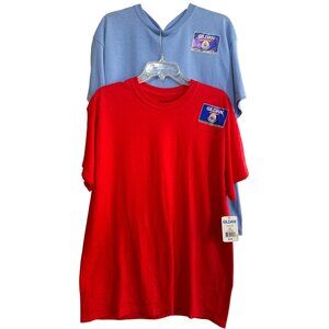 Set of 2 GILDAN Dry Blend Short-Sleeve Blue & Red T-Shirts Men's Size Large-NWT